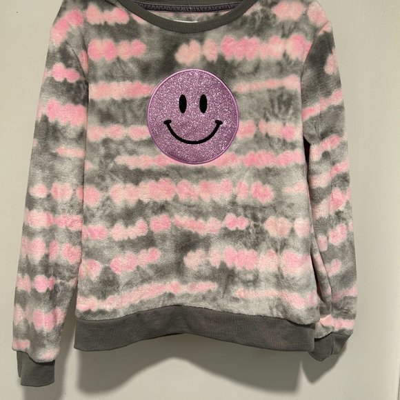 EPIC THREADS GIRLS STEAL GRAY/PINK WITH HAPPY FACE FLEECE 2-PC SET - Picture 6 of 8